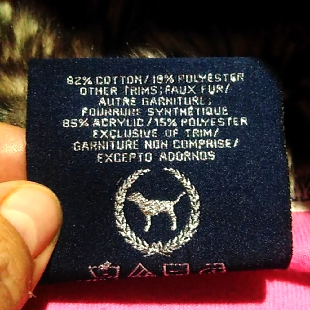 PINK Victoria's Secret Hoody Sweater Size L 1986 Invite Only faux fur & sequins - Picture 10 of 12